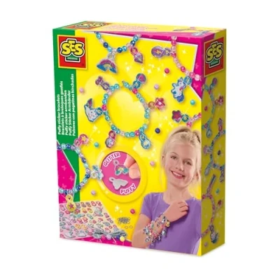 Afbeelding van SES Creative 14747 Puffy Sticker armbanden Creatieve Knutselset voor Kinderen vanaf 5 Jaar Maak trendy met stickers en kralen Perfect sieraden maken