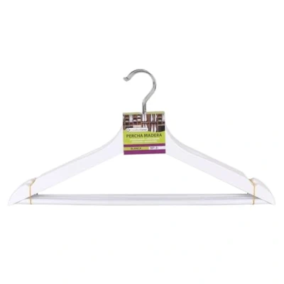 Afbeelding van Kleerhangerset Confortime Wit Hout 3 Onderdelen (24 Stuks)