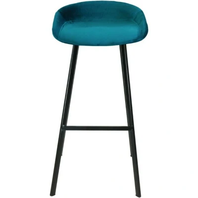 Afbeelding van Kick Finn barkruk velvet 80 cm petrolblauw Stof