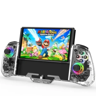 Afbeelding van RREAKA Switch Controller for Nintendo Switch/OLED, One Piece Pro Controllers Joycon, Handheld Grip Remote with 8 RGB Colors, Adjustable TURBO, Dual Motor Vibration, Back Button