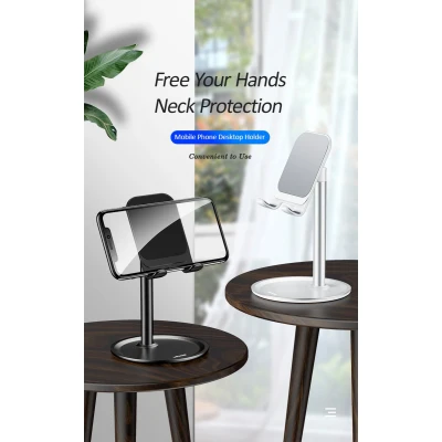 Afbeelding van USAMS Telefoonhouder Telefoon standaard Telefoonstatief statief smartphone bureau telefoonstandaard met Zilver