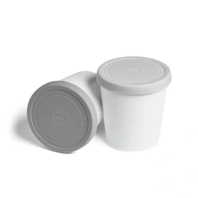Afbeelding van Set 4 ijs container 400 ml, voorraadpottenvoor ijs, diepvriesbakjes, ijshouders BPA vrij voedingskwaliteit Grijs