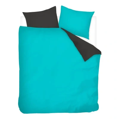 Afbeelding van Snoozing Two Tone Dekbedovertrek Lits jumeaux 240x200/220 cm + 2 kussenslopen 60x70 Turquoise/Antraciet