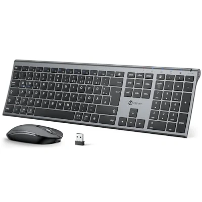 Afbeelding van iClever 2,4G draadloos toetsenbord en muis, USB C oplaadbaar, originele grootte, slank, duurzaam voor Windows 7/8/10, Mac OS