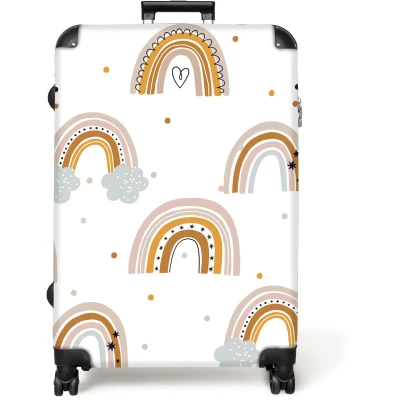 Afbeelding van NoBoringSuitcases.com® Koffer groot Reiskoffer lichtgewicht Patroon Regenboog Meisje Stippen Rolkoffer met 4 wielen Grote trolley XL 98 liter bagage