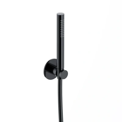 Afbeelding van Hotbath Handdouche met wandsteun en doucheslang 150cm Gepolijst Zwart PVD AC443PBP