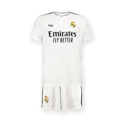 Afbeelding van Real Madrid Thuis Tenue 2024/2025 Maat 128 Voetbaltenue Kinderen Shirt en Broekje Jongens &amp; Meisjes 100% Polyester Wit