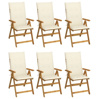 Afbeelding van Tuinstoelen 6 st inklapbaar met kussens massief acaciahout