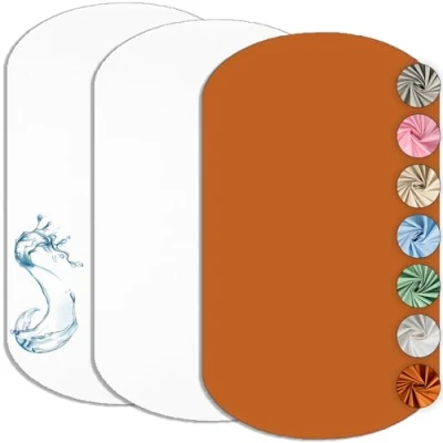 Afbeelding van Cododo Hoeslaken, 60 x 80 cm (2 stuks) compatibel met IORA + 1 matrasbeschermer, waterdicht, Iora, set van 2 lakens, Oeko Tex (wit/camel, cm)