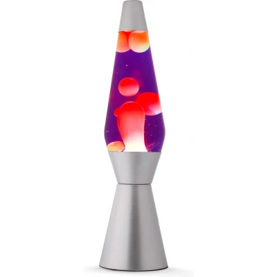 Afbeelding van i Total Lavalamp Lava Lamp Sfeerlamp 40x11 cm Glas/Aluminium 30W Paars met gele Zilvergrijs XL1799
