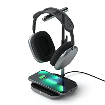 Afbeelding van Satechi 2 in 1 Headphone Stand with Wireless Charger space gray ST UCHSMCM