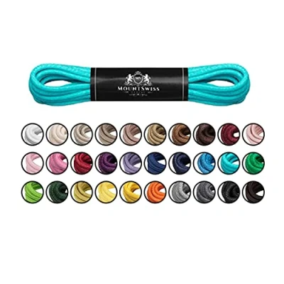 Afbeelding van Mount Swiss Luxe schoenveters, waterafstotende en scheurvaste veters, rond, diameter 2 3 mm, van fijn katoen/gewaxt, kleur: turquoise, lengte: 100 cm