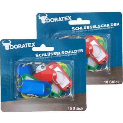 Afbeelding van Doratex Sleutellabels/sleutelhangers met schrijfblad 20x gekleurd kunststof/metaal