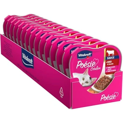 Afbeelding van Vitakraft Poésie kattenvoer, nat voer, rund&amp;wortel in saus, 15 x 85 g