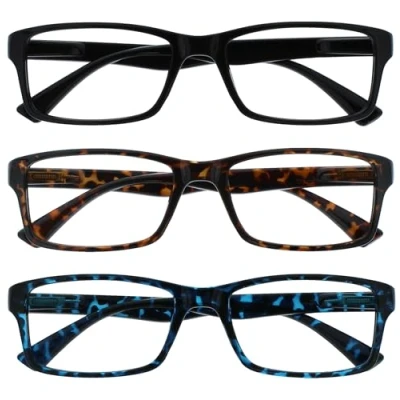 Afbeelding van Leesbril Zwart Bruin Blauw Lezers Waarde 3 Stuks Mannen Vrouwen UVR3092BK_BR_BL +1,50