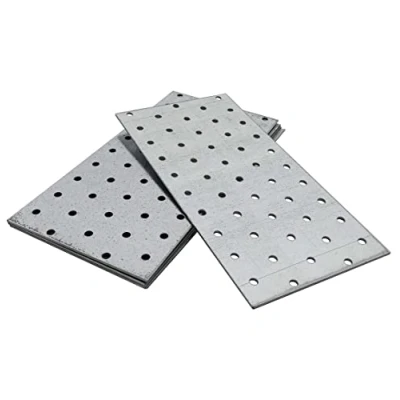 Afbeelding van OMIDEAS 5 x Platte Verbindingsplaat (200 100 2) Geperforeerde Platen Staal Verbinding Plaathouder Houtverbinders Reparatieconnector Aansluitplaten Connector, Verzinkt