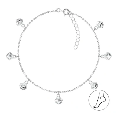 Afbeelding van JoyS Zilveren enkelbandje bedel enkelband schelp 21 cm + 3 extension