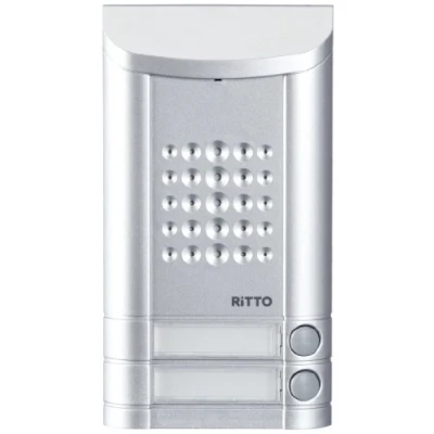Afbeelding van Ritto 1271942 Deurintercom voor 2 gezinswoningen perfecte aanvulling je bestaande Minivox intercom met verlichte belknop en naamplaatje, wit aluminium