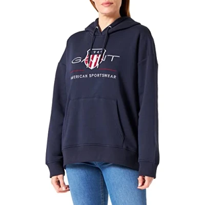Afbeelding van GANT REL Archive Shield Hoodie, Dames, Maat: Small, Evening blue