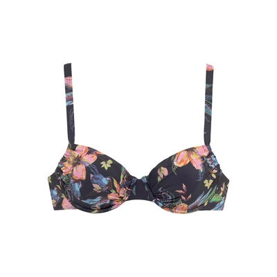Afbeelding van Lascana voorgevormde gebloemde beugel bikinitop donkergrijs/blauw/roze