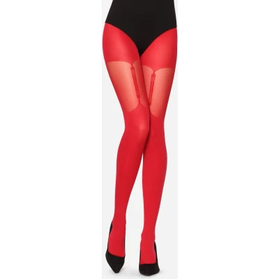 Afbeelding van Merry Style MS GB 260 Dames Panty 60 DEN Overknee Look Polyamide Rood S