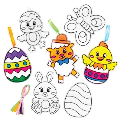 Afbeelding van Baker Ross Decoratieve hanger Pasen met gekleurd glas effect (10 stuks) knutselidee voor kinderen om vorm te geven en decoreren