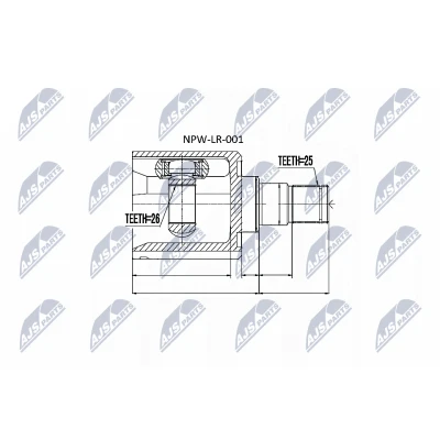 Afbeelding van NTY NPW LR 001 Homokineet Versnellingsbak zijde LAND ROVER: Freelander I SUV (L314) 2.5 V6 4x4, 2.0 Td4 4x4 2000 2006