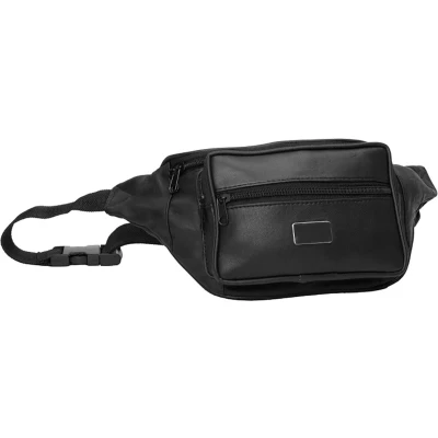 Afbeelding van Old Barbers Luxe Heuptas Groot 4 vakken Zwart Nappa Leer Afmeting ca.34 x 8 15 cm