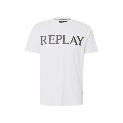 Afbeelding van Replay Basic T shirt voor heren, ronde hals, korte mouwen, 011, natuurlijk wit., L