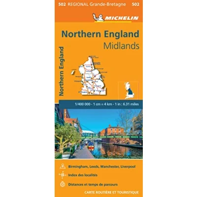 Afbeelding van Michelin Wegenkaart 502 Engeland Noord Midlands (Paperback)