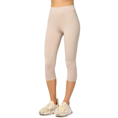 Afbeelding van Merry Style MS MS10 144 LE Dames Capri Leggings Sport Vrijetijdsbroek 3/4 Lengte Viscose Sporbroek Yogabroek Beige 4XL
