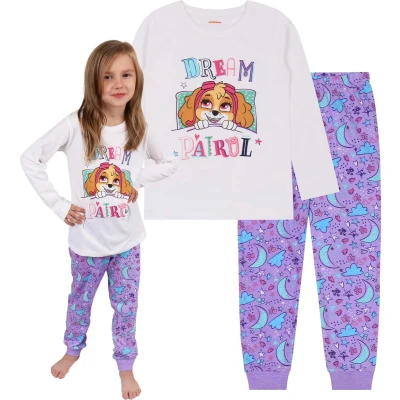 Afbeelding van PAW Patrol SKYE Meisjes pyjama met lange mouwen, katoen, wit, paars / 128