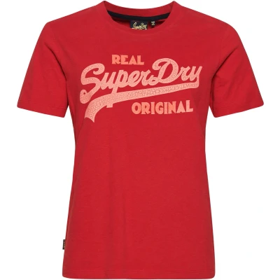Afbeelding van Superdry Vl Scripted Coll T shirt Rood 2XS Vrouw