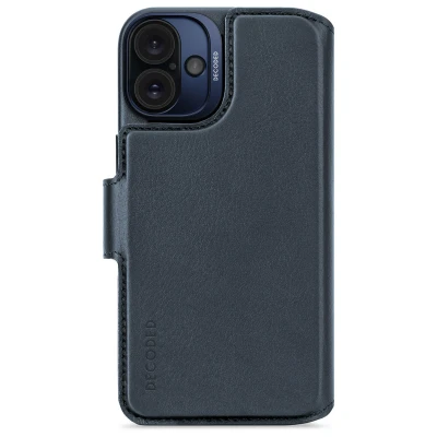 Afbeelding van Apple iPhone 16 Plus MagSafe Hoesje Echt leder Decoded Bookcase/2 in 1 Case Blauw Telefoonhoesje