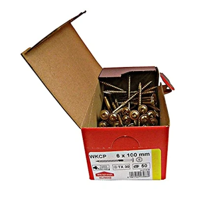 Afbeelding van Tellerkopschroeven, houtbouwschroeven, alle maten, platte kop, torx schroeven, 50 stuks, 6 x 100 mm, TX30