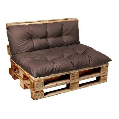 Afbeelding van Garden Factory Palletkussen, zitkussen, rugkussen of set, gewatteerd Set (Zitkussen 120x60+Rugkussen 120x40) Bruin
