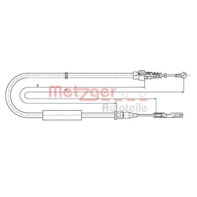 Afbeelding van METZGER 10.7512 Handremkabel Achter, rechts, Links 1152/941mm Schijfremmen COFLE AUDI: A2 (8Z0) 1.4 TDI, 1.4, 1.2 1.6 FSI 2000 2005