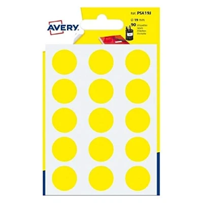 Afbeelding van Etiket Avery 19mm A6 vel geel 90 stuks