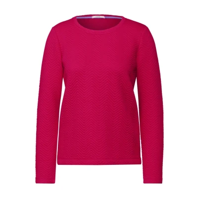 Afbeelding van Cecil Struktur Longsleeve, Dames, Maat: Large, Rot