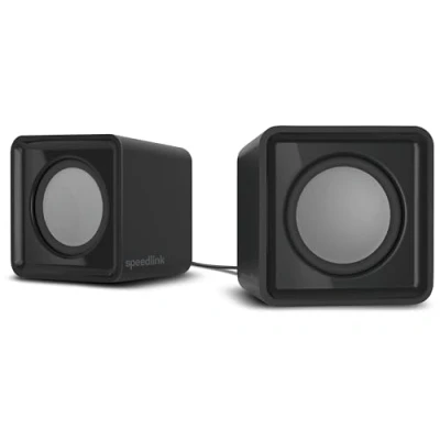Afbeelding van Speedlink TWOXO stereoluidsprekers USB luidspreker met stereogeluid en jackplug voor kantoor / thuiskantoor (5 W RMS uitgangsvermogen) gaming muziek pc notebook laptop, zwart