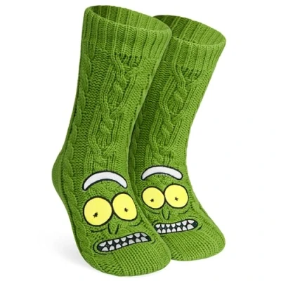 Afbeelding van RICK AND MORTY Pluizige sokken voor mannen, tieners, zachte en warme pantoffelsokken met antislip grip pads, één maat heren geschenken, Groen, One Size