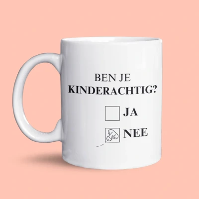 Afbeelding van NietMokken.nl Grappige koffiemok &quot;Ben je kinderachtig? Ja/Nee&quot; Keramische tas en beker Aan beide zijden bedrukt Vaatwasser magnetronbestendig Humor cadeau voor vrienden collega&#039;s 325ml