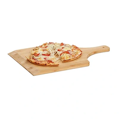 Afbeelding van Relaxdays pizzaschep 45 cm groot bamboe pizzaspatel broodschep pizzaplank hout