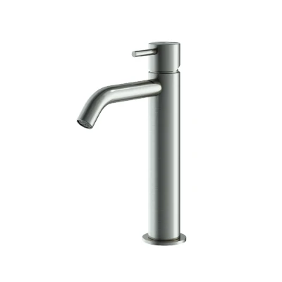 Afbeelding van HotBath Archie wastafelmengkraan medium zonder waste RVS Minimalistisch design