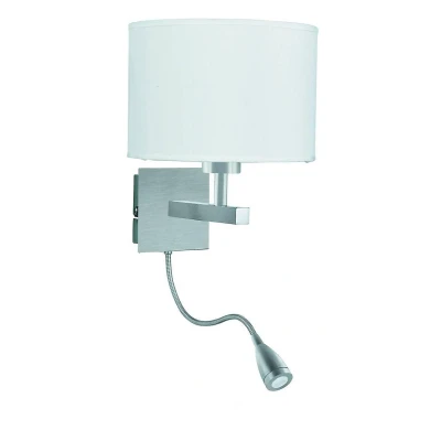 Afbeelding van Searchlight Lighting Dual Flexi Arm 1 licht Binnenwand satijn zilver, E27