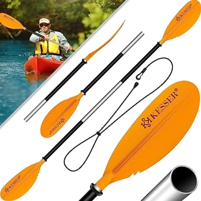 Afbeelding van KESSER® Paddle dubbele peddel, 4 delig voor kano, kajakken, SUP, stand up paddling board, steekpeddel, 228 cm aluminium, super licht opblaasbare boot, surfboard boot
