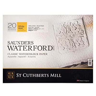 Afbeelding van St Cuthberts Mill Saunders Waterford Plakblok, 4 l, afmetingen 26 x 36, 20H 100% dik, 300 g, natuurlijk wit