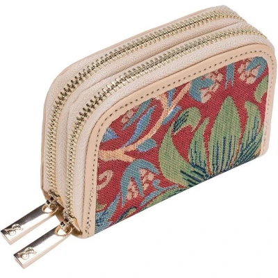 Afbeelding van Signare Portemonnee Credit Card Houder Gobelin Strawberry Thief Red William Morris