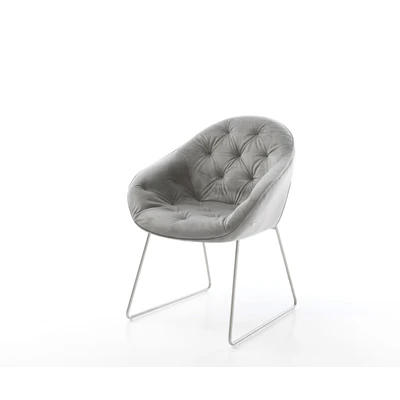 Afbeelding van Armleunstoel Gaio Flex slipframe roestvrij staal fluweel grijs