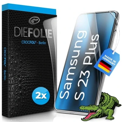 Afbeelding van Crocfol Beschermfolie van de testwinnaar [2 st.] compatibel met Samsung Galaxy S23 Plus zelfherstellende Premium 5D langdurige pantserfolie (Case Friendly)